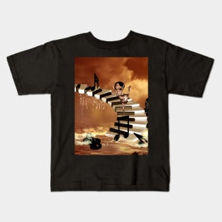 Dancing on a piano with clef Kids T-Shirt